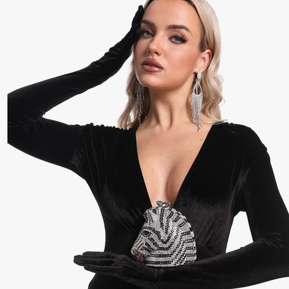 Stunning Small Black and White Zebra head Crystal Clutch Handbag - Picture 6 of 6